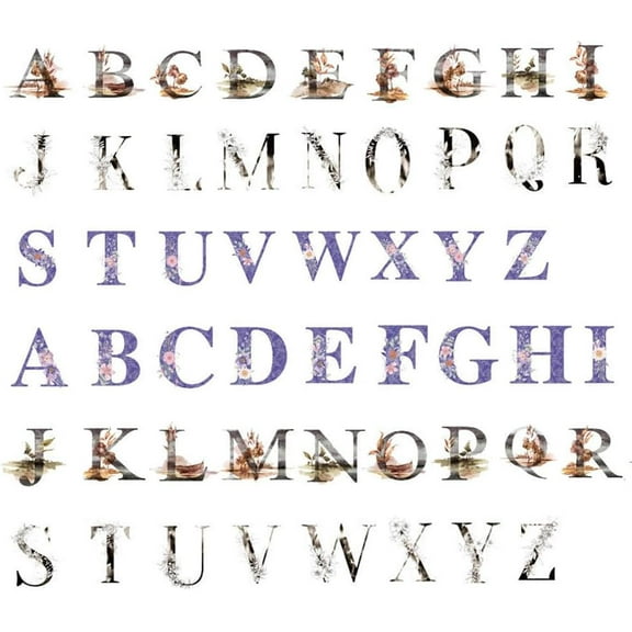 156Pcs 3 Styles Flower Letter Stickers PET Self-Adhesive Capital Letters Sticker Floral Alphabet Paster for Scrapbooking Journaling Bottles Postcards Invitation Vintage Decors DIY Crafts for making