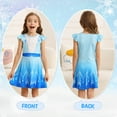 thumbnail image 3 of Benylion Girl's Ice Princess Short Sleeve Dress Printed Casual Swing Twirl Skirt For Holiday Theme Party Outfits for 5-6 Years, 3 of 7