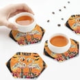 thumbnail image 4 of Leather Coasters with Heat-resistant for Drinks, Halloween Flamingos -标题2 Hexagon, 4 of 5