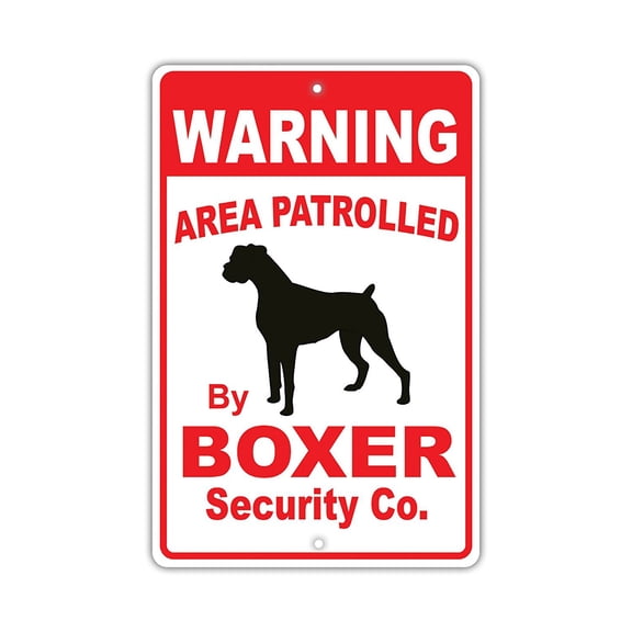 Warning Area Patrolled By Boxer Dog Owner Novelty Aluminum 8"x12" Sign