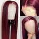 thumbnail image 4 of Peluca Larga, Lisa, Color Vino Tinto 99J, 70 Cm | 10 % Cabello Humano + 90 % Fibra Resistente Al Calor | Cabello Sintético Suave y Resistente Al Calor Hasta 160 °C | 180 % de Densidad, Atado a Media, 4 of 7