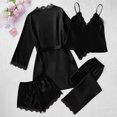 thumbnail image 6 of Rotm 4PC Satin Pajama Set Women Set Long Sleeve Button Up Sleepwear Soft Lightweight Comfy Long Pants Loungewear,Pajama Sets for Women,Satin Pajama Black,M, 6 of 7