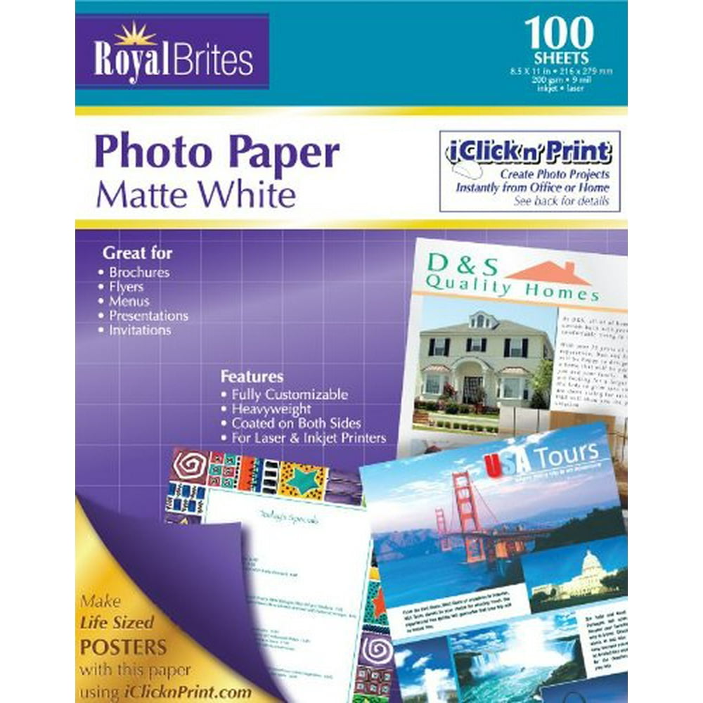 Royal Brites Matte Coated Photo Paper, 2 Sided, Heavy Weight, 8.5 x 11