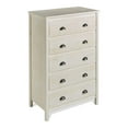 thumbnail image 2 of Camaflexi Baja 5 Drawer Chest Wooden Night Stand Bedroom Dresser Storage Cabinet, Shabby White, 2 of 7