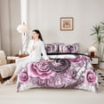 thumbnail image 4 of Erosebridal Teens Magical Dragon Twin Bedding Sets 7-Piece,Boys Girls Chic Floral Roses Bedding Comforter Set,Black Pink,Black Reversible, 4 of 6