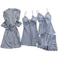 thumbnail image 2 of Baqcunre Satin Silk Pajamas Women Nightdress Lingerie Robes Underwear Sleepwear Sexy Loungewear Set Lounge Set Womens Pajama Sets Women Clothing Pajamas For Women,Color Blue,Size XL, 2 of 7