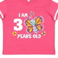 thumbnail image 4 of Inktastic I Am 3 Years Old Cute Smiling Butterfly with Flowers Girls Toddler T-Shirt, 4 of 5