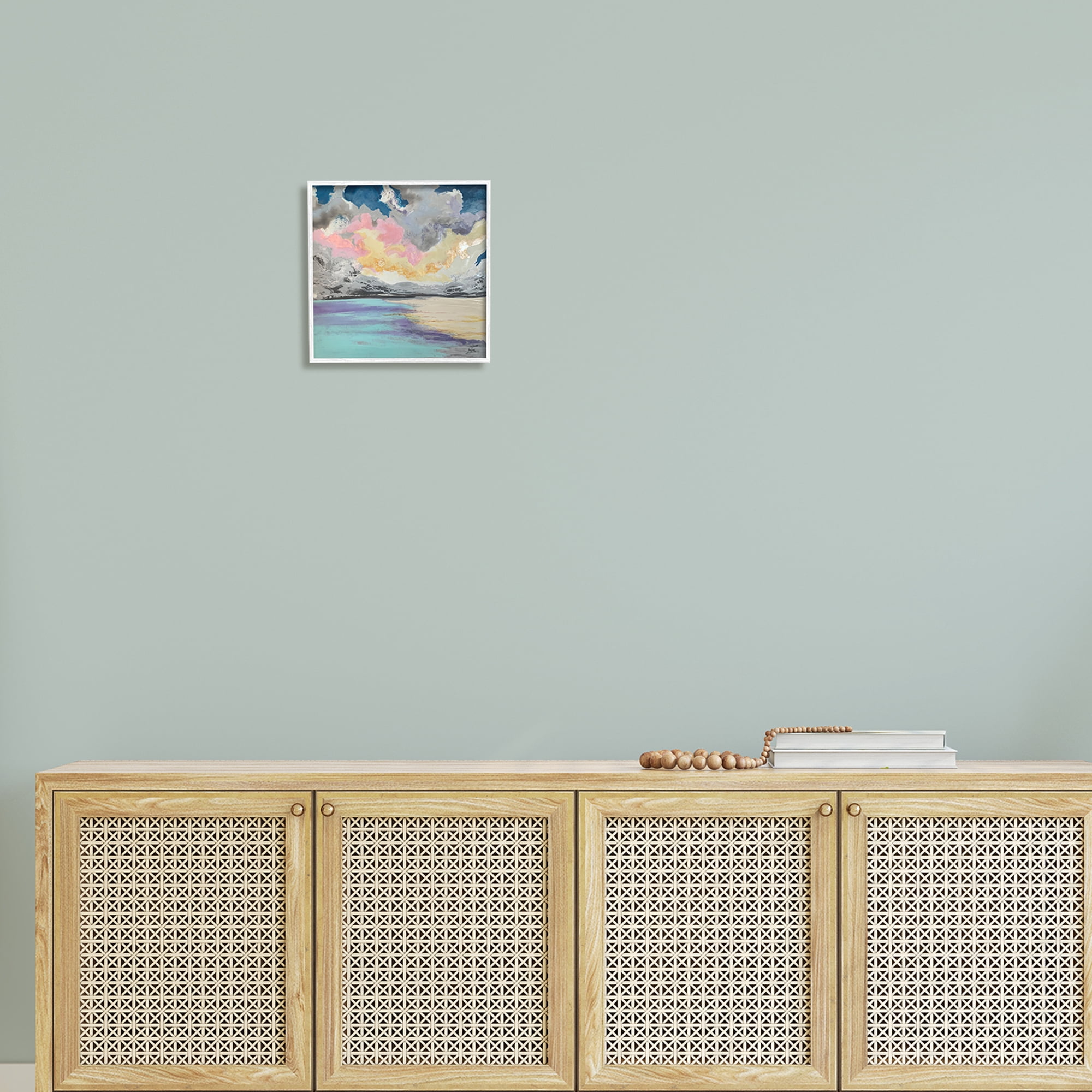 Stupell Industries Modern Sunrise Clouds Panoramic Ocean Surface View Painting White Framed Art Print Wall Art, Design by Stacy Gresell