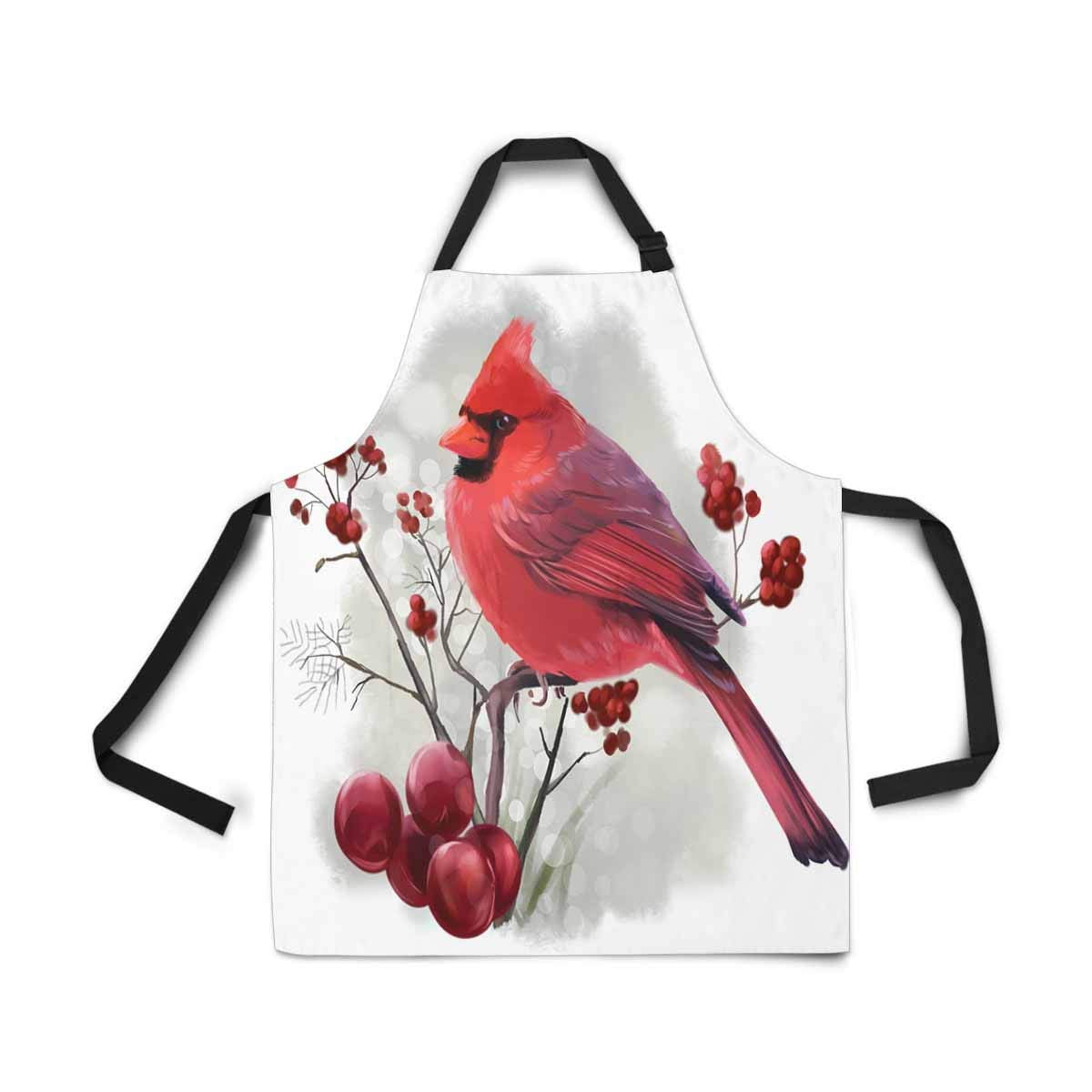 ASHLEIGH Watercolor Bird Cardinal Branch Apron for Women Men Girls Chef with Pockets Kitchen Apron for Cooking Baking Gardening Grooming