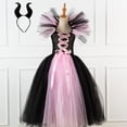 thumbnail image 1 of Vestido largo de bruja para niñas y niños para Halloween, regalo, tocado, vestido de malla de rendimiento, vestido de princesa para festival de fantasmas, 1 of 6