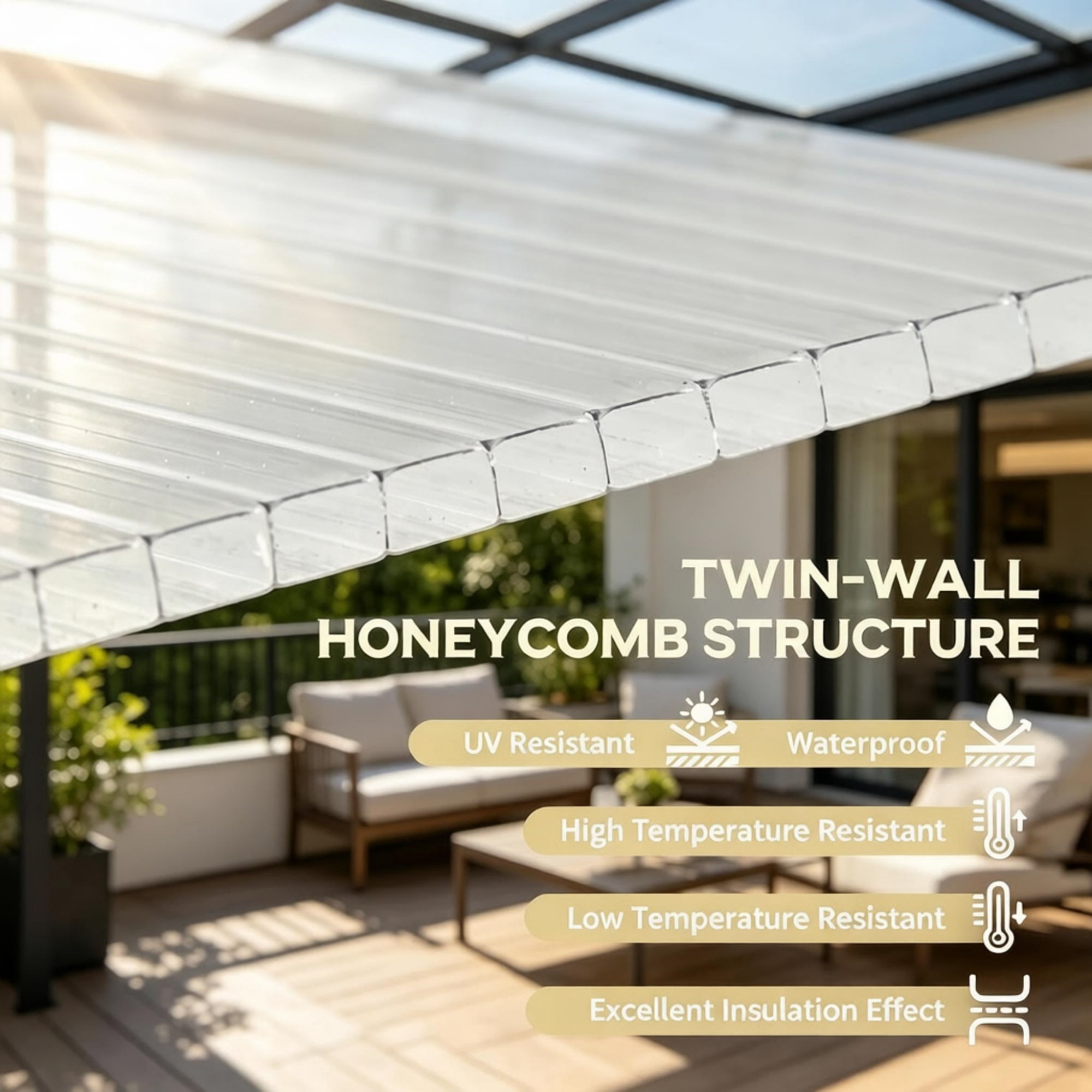 14 Pieces 4'x2'x0.16" Twin-Wall Polycarbonate Greenhouse Panels Clear Waterproof UV Protected for Gardening And Agriculture（Polycarbonate Panels Only）