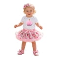 thumbnail image 1 of Rhuody Tenue Fille Manches Courtes Col Rond Adorable Robe de Fête pour Bébé Barboteuse avec Jupe Tutu pour Célébration d'Anniversaire et Photos de Vacances Vêtements Mode 3-6 Mois Blanc1, 1 of 5
