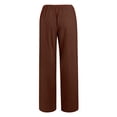 thumbnail image 4 of Lumtrix Linen Pants Women Drawstring Wide Leg Trousers Straight Casual Pleated Pants Cotton Summer Lounge Pant With Pockets Coffee XL, 4 of 4