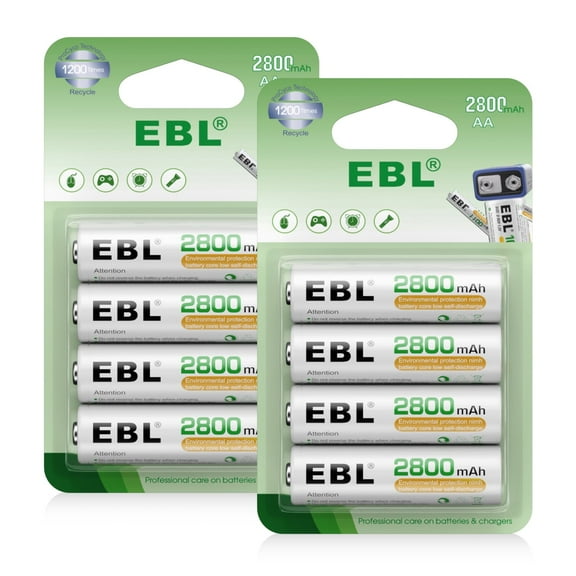 EBL Rechargeable AA Batteries, 8-Pack, 1.2V Precharged General Purpose Battery