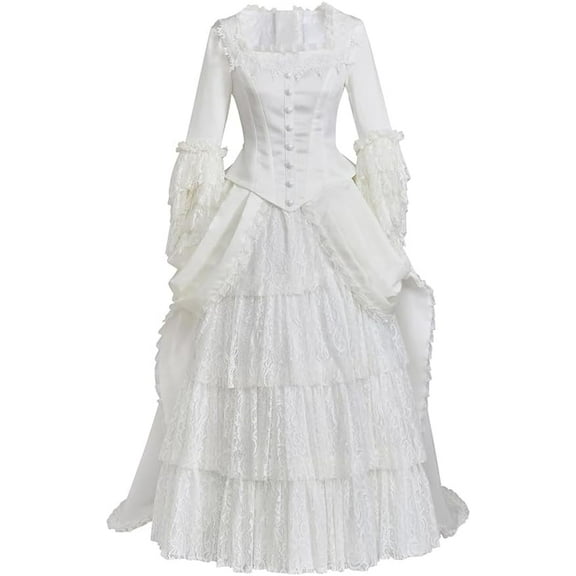 The Phantom Of The Opera Christine Daae Victorian Bustle white Dress Musical Broadway Gown