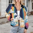 thumbnail image 3 of Jackets for Women Winter Coat Jackets Flannel Stand Collar Jacket(Rainbow Clouds Splash Art,Size:S-4XL), 3 of 7