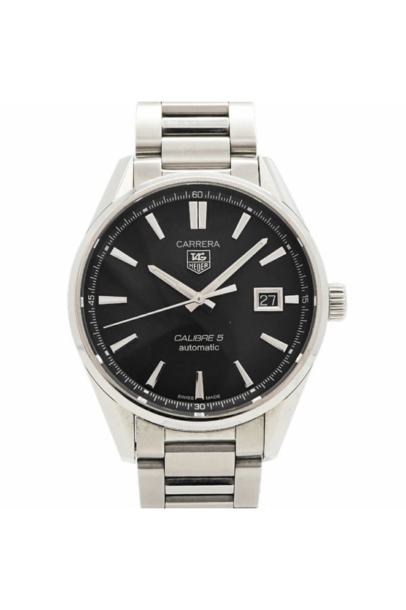 Pre-Owned TAG Heuer Carrera Calibre 5 WAR211A Black Dial Men's Watch