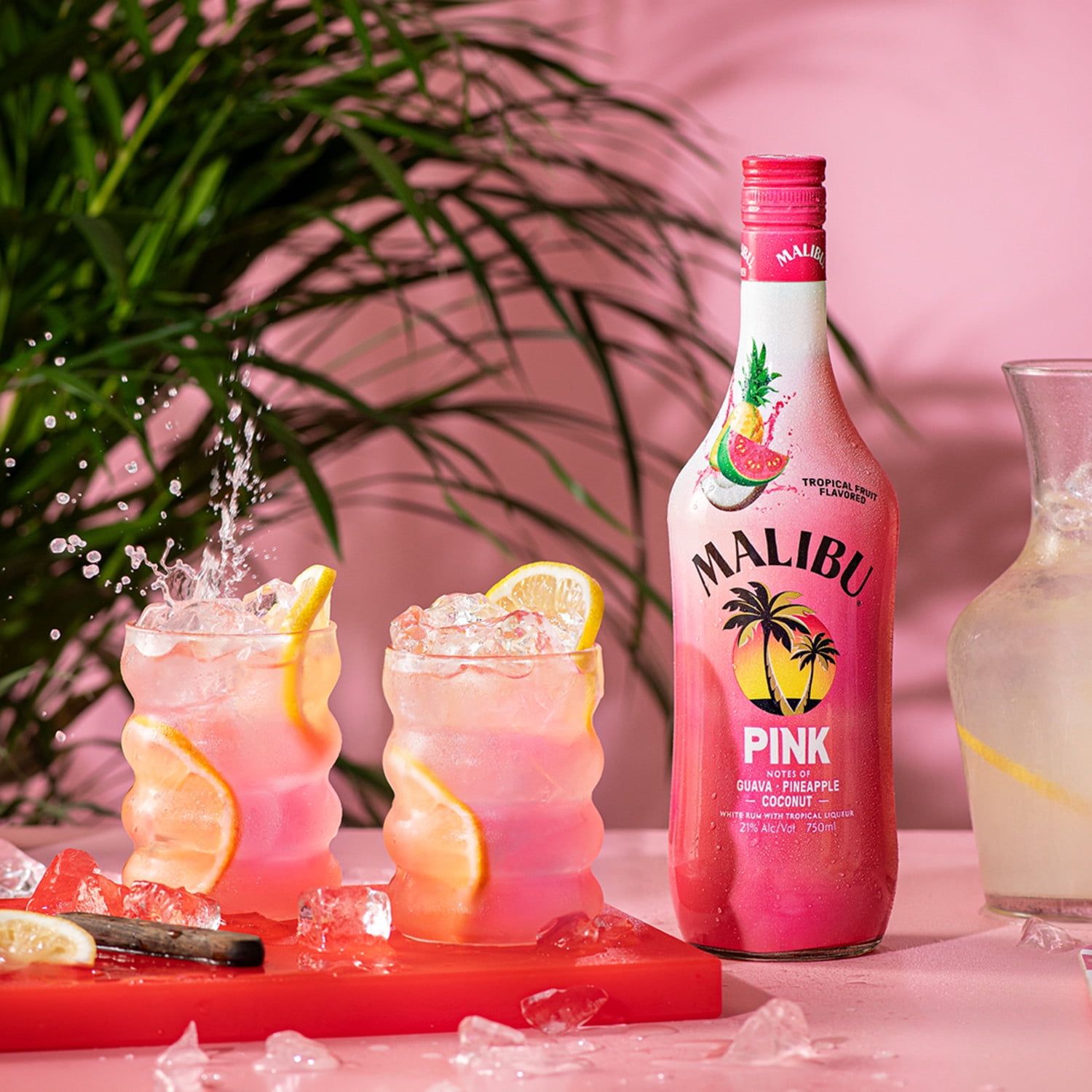 Malibu Pink White Rum with Tropical Liqueur, 750 ml Bottle, 42 Proof