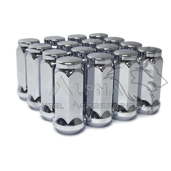 16 Chrome Bulge XL Acorn Lug Nuts 1/2x20 For 5x4.5 5x5 5x5.5 Closed End 2" Long