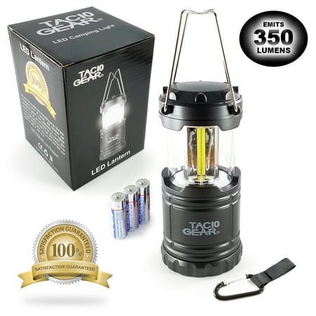 Led Metal Gear - TAC10 GEAR COB LED Camping Lantern Light - Includes 3 Batteries and Carabiner with Strap and Gift Box (Black, 1)