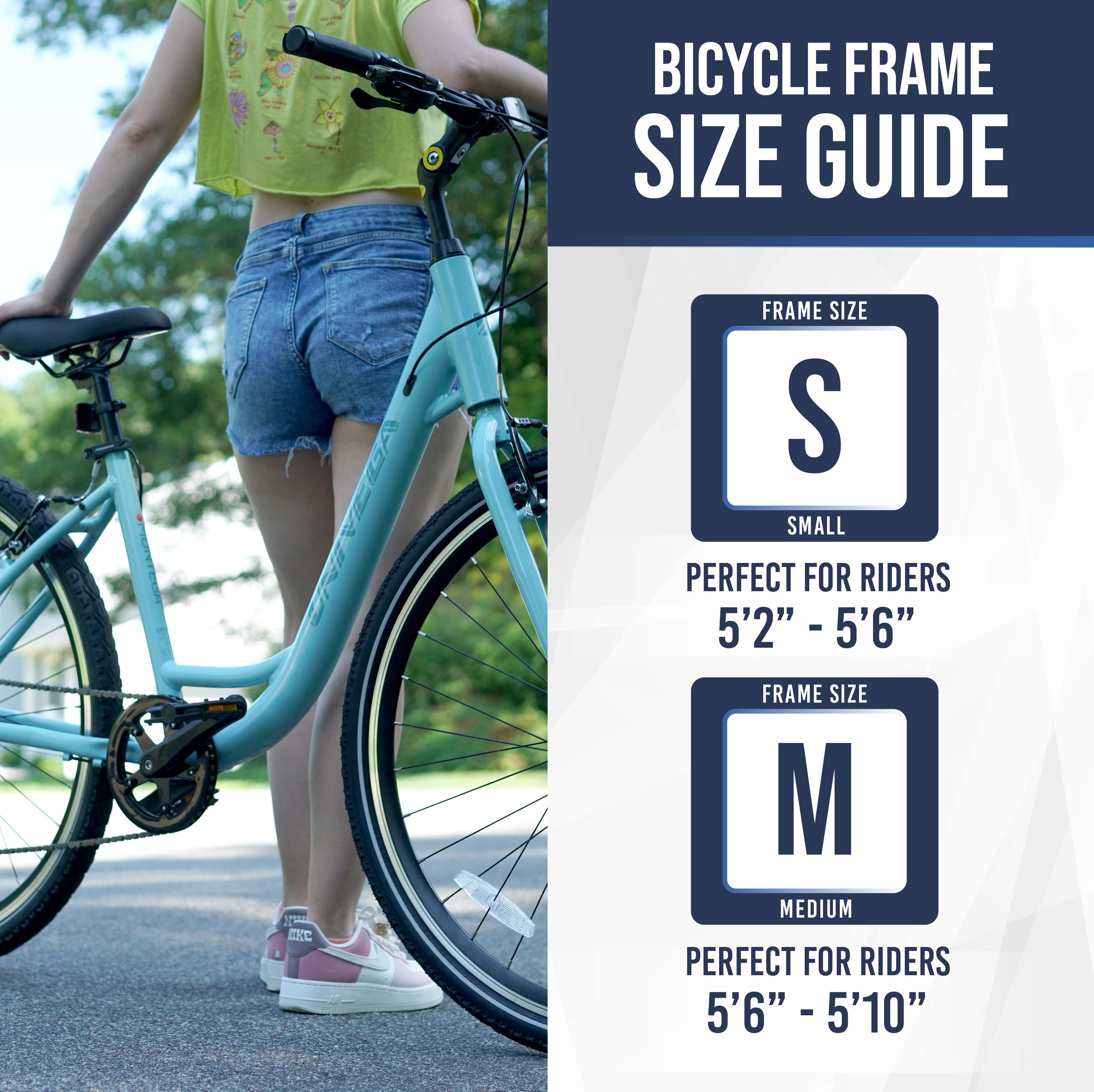 700C Univega Montega Step Thru Comfort Hybrid Adult Bicycle, Small Frame, Fits Rider 5'2" - 5'6", Unisex, Light Teal
