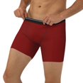 thumbnail image 3 of Picia Maroon Pattern Men's Athletic Long Leg Briefs , Performance Stretch Underwear，Moisture-Wicking, 3 of 7