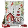 thumbnail image 2 of Christmas Gnomes Shower Curtain, Xmas Trees Snowman Red Birds Snowflake Waterproof Fabric Shower Curtains with 12 Hooks, Bathroom Curtain Set for Bathroom Accessories Decor, 72 x 96 Inches, 2 of 9