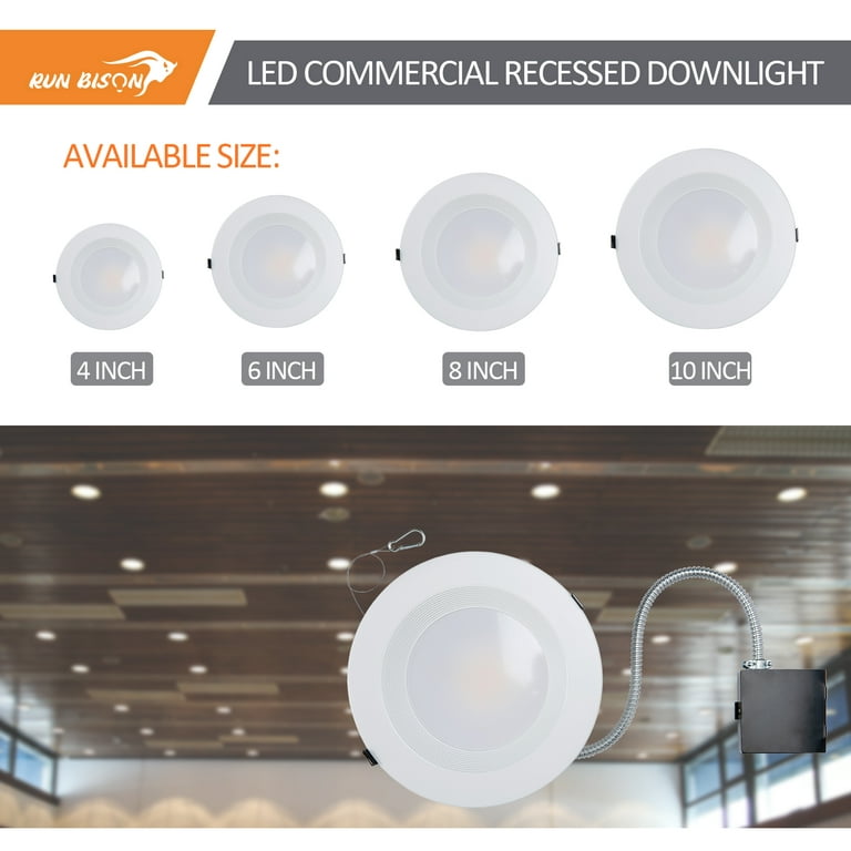 Maxxima 8 in. Recessed Commercial LED Downlight, Selectable Color  Temperature/Wattage, up to 2300 Lumens, Energy Star, 0-10V Dimmable