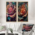 thumbnail image 1 of Designart "Contemporary Rose Blossom I" Rose Framed Wall Art Set Of 2 - Pink Floral Frame Gallery Set For Office Decor, 1 of 6