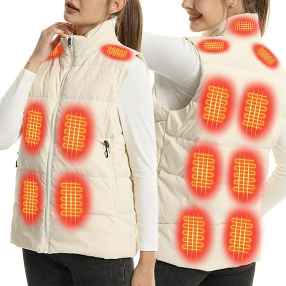 GEWSEY Women's Lightweight Heated Vest with Battery Pack (Charger Not Included) (White, M)