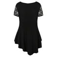 thumbnail image 4 of LoyisViDion Womans Shirts Clearance Plus Size Women Solid Floral Lace Tops O-Neck Asymmetric Three Quarter Tops Blouse Black 10(M), 4 of 7