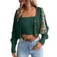 thumbnail image 4 of Vedolay Cardigans for Women Open Front Cardigans Crochet Knit Sweater Coat Green,2XL, 4 of 5