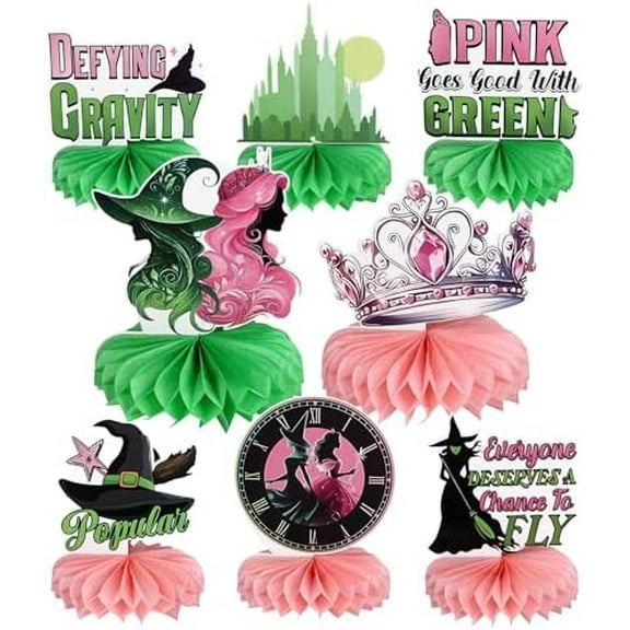 8 Pack Witch Theme Party Decorations, Pink Green Honeycomb Centerpieces Table Decorations Set,Halloween Table Decoration for Party Birthday Movie Night Supplies (Pink Green)$$Electronics Accessories