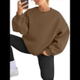 thumbnail image 3 of Sudadera con Capucha de Gran Tamaño para Mujer, Suéteres de Larga con Cuello Redondo de , Conjuntos Cómodos de Moda de Otoño. Marrón XL, 3 of 9