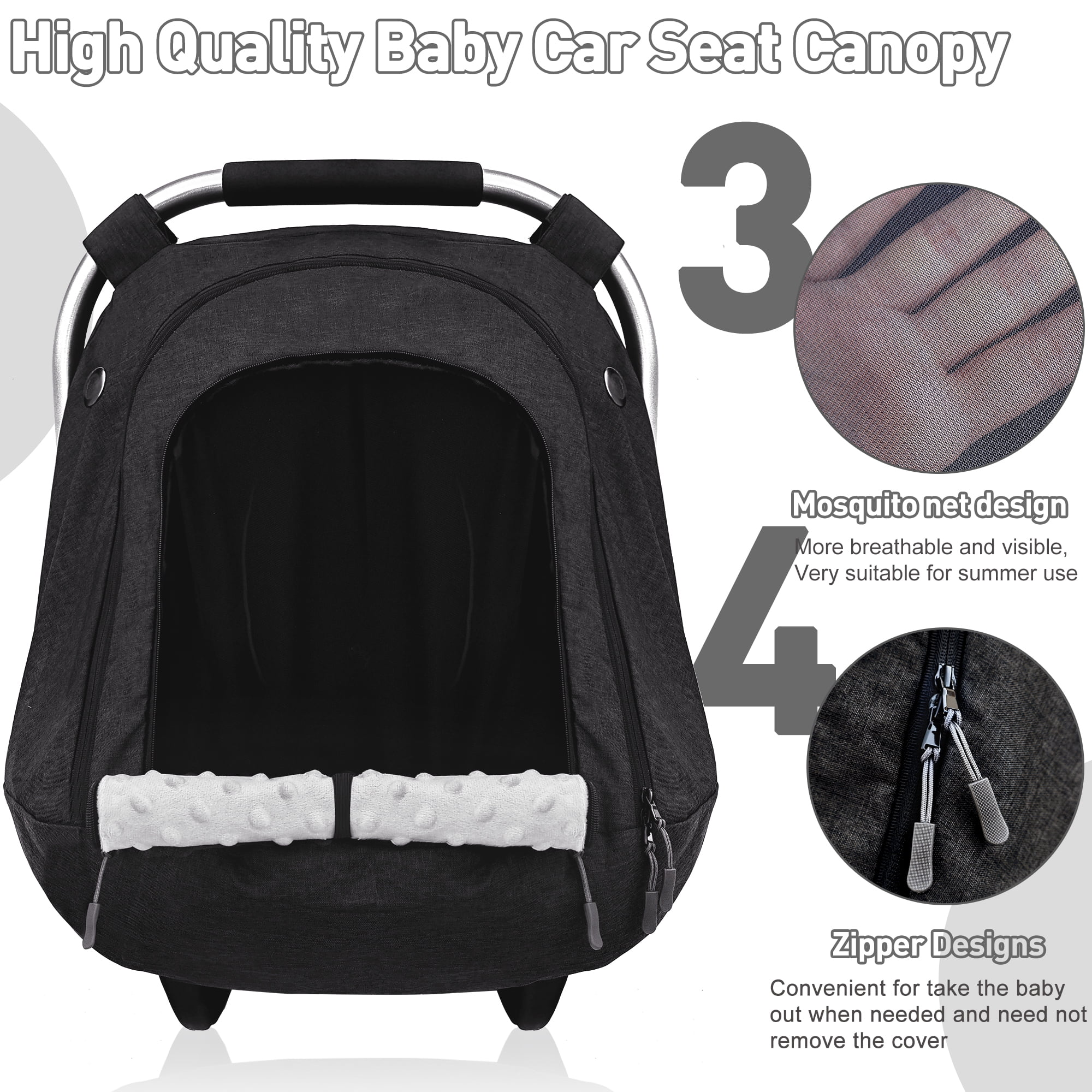 Baby Car Seat Cover for Babies,Patented Waterproof Baby Car Seat Cover for Boys & Girls,Infant Car Seat Cover Canopy for Girls,Windproof Car Seat Canopy for Boys, Keeps Babies Warm and Cozy (Black)