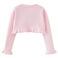 thumbnail image 3 of fatyb Girls Cardigan Sweater Kids Long Sleeve Ruffle Crop Jacket Button Closure Casual Knit Cover Up, 3 of 7