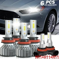 Fit for 2018 - 2020 Ford Fusion LED headlight bulbs H11 H9 H8 High/Low Beam+ Fog lights,12000LM 50W 6000K,500% Brighter than halogen, 6PCS