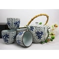 thumbnail image 2 of Atlantic Collectibles Japanese Cherry Blossom 20oz Ceramic Tea Pot and Cups Set Serves 4 People (Blue Trinity), 2 of 3