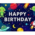 thumbnail image 4 of Outer Space Themed Happy Birthday Banner with Adorable Alien Rockets Planets and Stars Party Decoration Background for Birthday Parties Photography Props and Kids Celebrations, 4 of 7