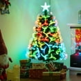 thumbnail image 2 of Gymax 3 FT Fiber Optic Christmas Tree w/93 Branch Tips Topper Star Folding Metal Stand Green, 2 of 10