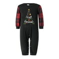 thumbnail image 1 of Pijamas navideños familiares a juego: camisetas de manga larga con estampado de letras y copos de nieve y pantalones a cuadros., 1 of 7