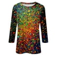 thumbnail image 6 of Mardi Gras Shirts for Women Glitter Crew Neck Party Tops 3/4 Sleeve Sparkly Green Tunic Tops Vermilion XL, 6 of 7