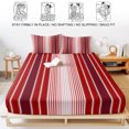 thumbnail image 5 of King Size Fitted Sheet Set - Red Vertical Striped 3 Piece Bedding Sets 16" Deep Pocket Fitted Sheet with 2 Pillowcases, Farmhouse Minimalist Abstract Lines Brushed Microfiber Hotel Luxury Bed Sheets, 5 of 9
