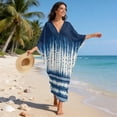 thumbnail image 5 of Xixirimido Blue Tie-dye Print Kaftan Dresses for Women Plus Size V-Neck Moo Moos Batwing Sleeve Caftan Beach Dress Bathing Suit Cover-Up Loungewear, 5 of 7
