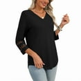 thumbnail image 5 of Ronuti 3/4 Length Sleeve Womens Tops Dressy Casual Blouses for Women 2025 Trendy V Neck T Shirts Fall Clothes, 5 of 9