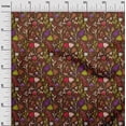 thumbnail image 2 of oneOone Cotton Jersey Brown Fabric Leaves & Floral Artistic Sewing Craft Projects Fabric Prints By Yard 58 Inch Wide, 2 of 4