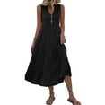 thumbnail image 2 of Liacowi Women Summer Midi Dress Sleeveless V Neck Solid Color Tank Dress Casual Flowy Sundress, 2 of 5