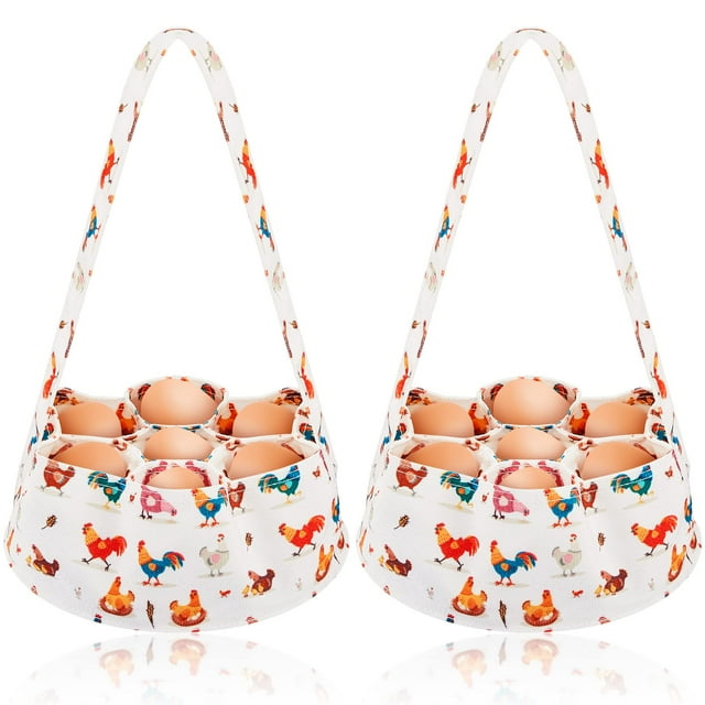 2 uds cesta recolectora de huevos de Pascua para recolectar huevos frescos Mini cesta recolectora de huevos con 7 bolsas para casa de pollos de granja