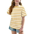 thumbnail image 4 of MKOSPLRT 5-15 Years Oversized Tops for Girl Striped T Shirts Short Sleeve Drop Shoulder Shirts Crew Neck Loose Fit Tees Summer Tshirts, 4 of 9