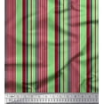 thumbnail image 1 of Soimoi Green Modal Satin Fabric Vertical Stripe Printed Fabric 1 Yard 42 Inch Wide, 1 of 3